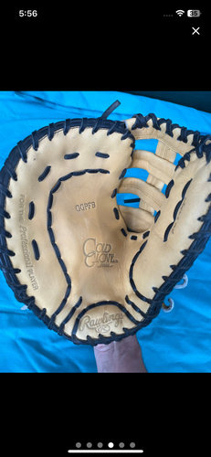 Black Used Rawlings Gold Glove Left Hand Throw First Base Baseball Glove 12"