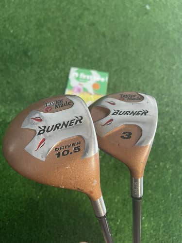 TaylorMade Burner Set Driver 10.5* And 3 Wood Stiff Bubble Graphite Shafts