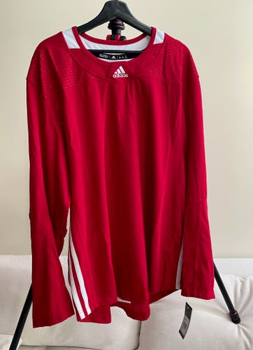 New Adidas Size 50 Red Hockey Practice Jersey