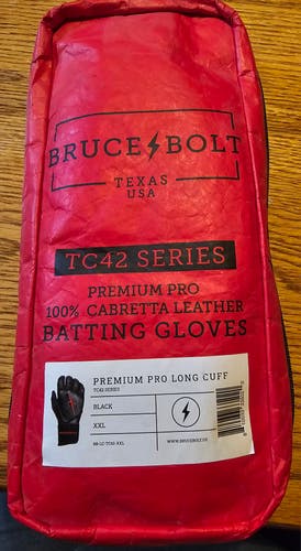 XXL Bruce Bolt TC42 Premium Pro Long Cuff Batting Gloves
