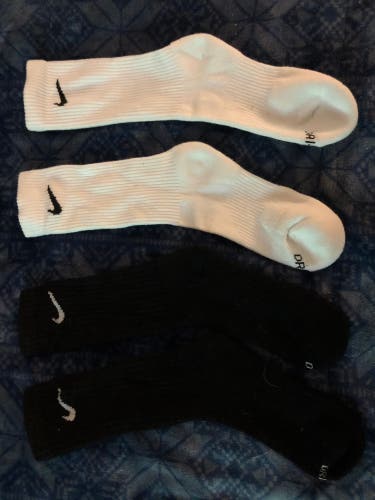 White/Black New Medium Nike Socks