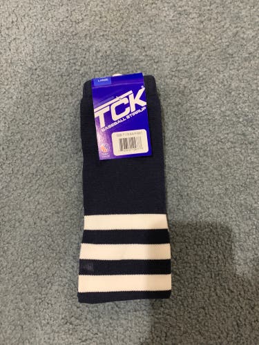 New TCK Baseball Stirrup Socks (Navy and White)