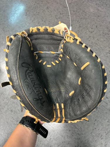 Black Used Kid Pitch (9YO-13YO) Rawlings Renegade Right Hand Throw Catcher's Baseball Glove 32.5"