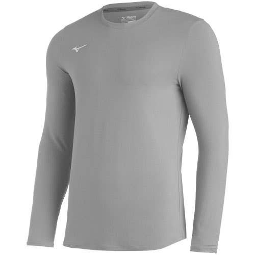 Mizuno Men's Gray Attack Long Sleeve Crew Baseball Training Shirt Large