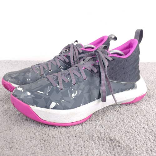 Under Armour Lightning Girls Size 5.5Y Basketball Shoes Gray Camo Purple Lace Up