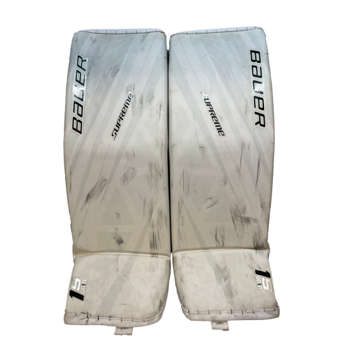 Used Medium Bauer Supreme 1S OD1N Goalie Leg Pads Pro Stock (White)