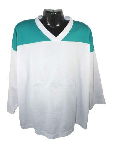 Youth Small Medium - Xtreme Basics White Green Hockey Jersey - Yth S/M