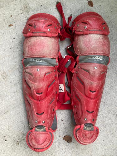 Red Used Intermediate All Star System 7 Axis Catcher's Leg Guard