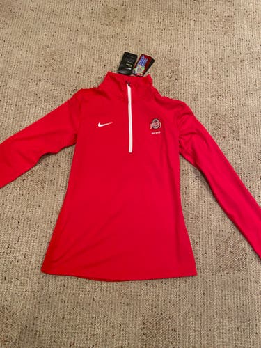 Brand New Red Nike Ohio State Hockey Women's Dri-Fit Quarter (1/4) Zip Sweatshirt (With Tags)