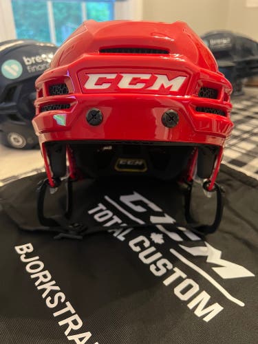 New CCM Super Tacks X Ice Hockey Helmet Red Size Small NHL Pro Stock Bjorkstrand