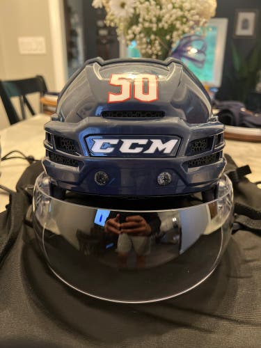 CCM Super Tacks X Hockey Helmet Navy Medium NHL Columbus Blue Jackets Bauer