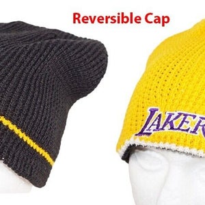 LA Los Angeles Lakers Nba Basketball Beanie Cap - Black Yellow Reversible Hat