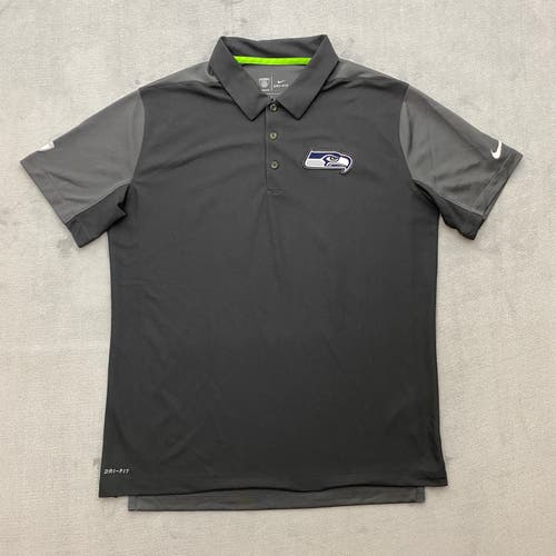 NIKE Polo Shirt Men Large NFL SEATTLE SEAHAWKS Equip Short Sleeve Dri-FIT Logo