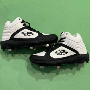 White New Boombah Mid Top Metal Cleats - (Size: W 8.5)