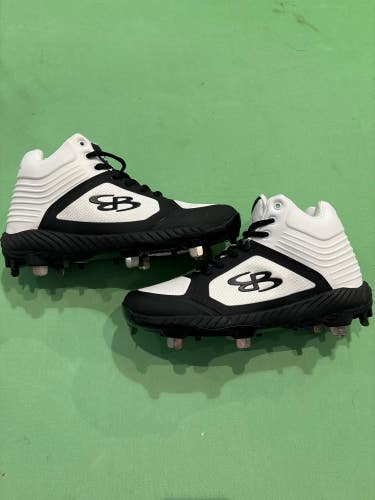 White New Boombah Mid Top Metal Cleats - (Size: W 8.5)