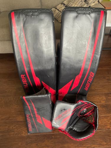 Custom Graphic Bauer Goalie Pads, Glove, & Blocker Set - size large (35+1)