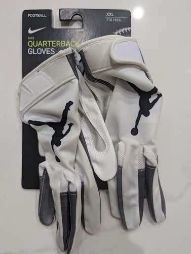 Nike Football Air Jordan Quarterback Skill Gloves White Black CV7987 Size XXL