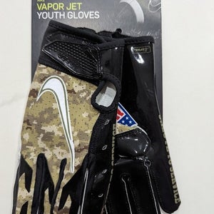 Nike Football Vapor Jet YOUTH Gloves NFL Logo Salute to Service Camo Sz Medium