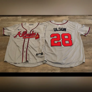 Atlanta Braves #28 Matt Olsen Grey Nike Jersey