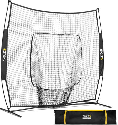 New SKLZ Portable Baseball and Softball Hitting Net with Vault, Black, 7 x 7 feet