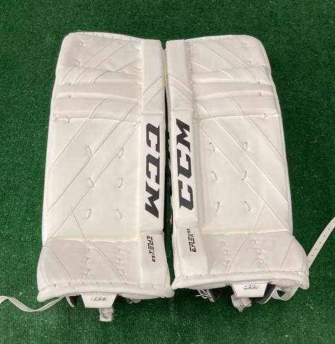 White New 30" Intermediate CCM Extreme Flex E6.9 Goalie Leg Pads