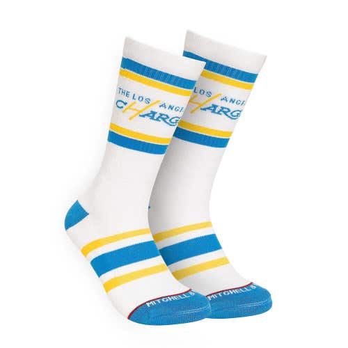 2024 Mitchell & Ness Los Angeles Chargers Team Stripes Crew Socks