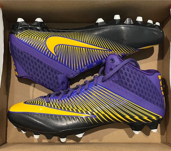 Men’s Size 15 Nike Vapor Speed 2 Mid TD Football Cleats Purple/Gold/Black NEW