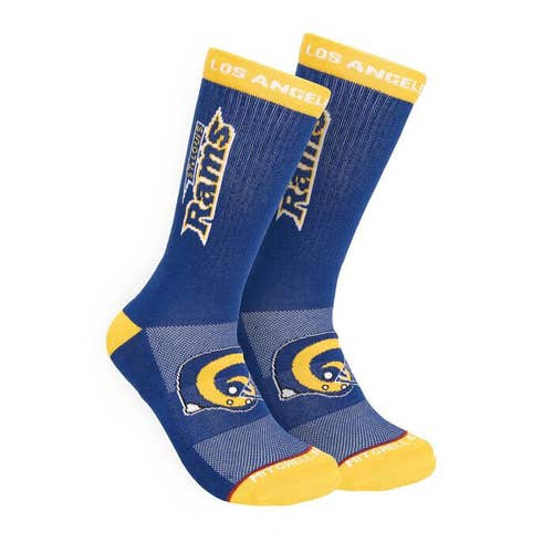 2024 Mitchell & Ness Royal/Yellow Classic Los Angeles Rams Kick Off Crew Socks