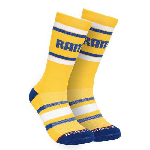 2024 Mitchell & Ness Yellow Los Angeles Rams Stripe Crew Socks