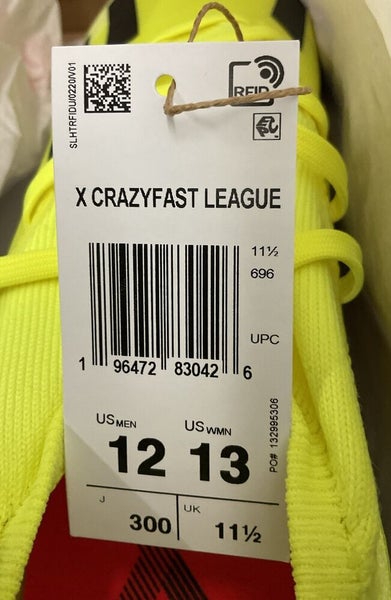 Adidas IG0605 X Crazyfast League FG Soccer Cleats Solar Yellow Black US 12 W 13