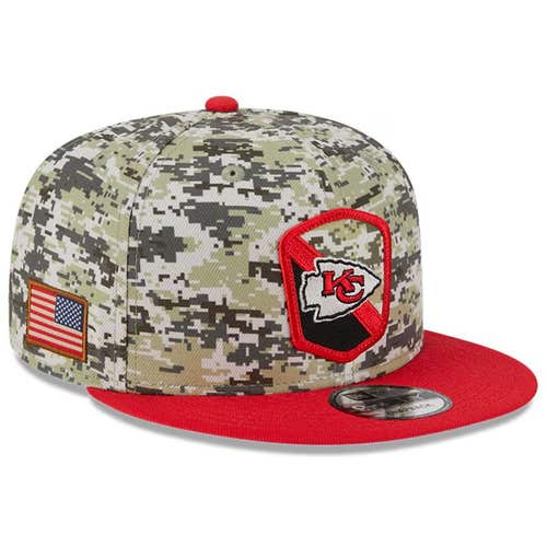 Kansas City Chiefs New Era 2023 Salute To Service 9FIFTY Snapback Hat ~Camo/Red