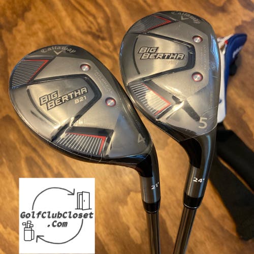 Brand New Callaway B21 Big Bertha 4 And 5 Hybrid / 21° 24° Regular Flex Shafts