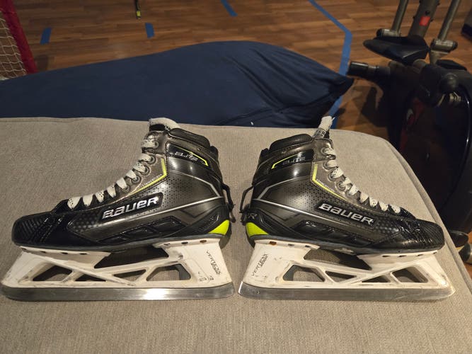 Used Senior Bauer Elite Hockey Goalie Skates Regular Width 8.5