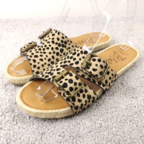 Blowfish Malibu Espadrille Sandals Womens 8 Slip On Animal Print Strappy Buckle