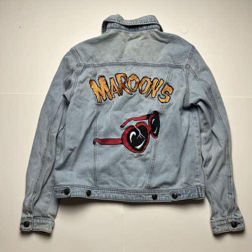 Maroon 5 Tour Denim Jean Jacket Tour Sunglasses Logo Embroidered Sz Large