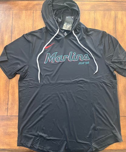 Miami Marlins Dri Fit Short Sleeve Hoodie Size XL MLB