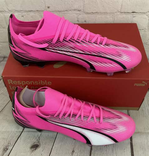 Puma 107754 01 Ultra Match FG/AG Women's Soccer Shoes Pink White Black US 10.5