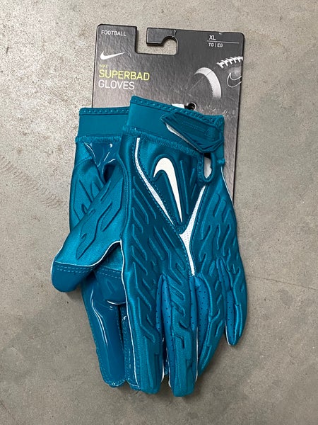 Nike Superbad Football Gloves Padded Aqua Green men’s size XL *NEW*
