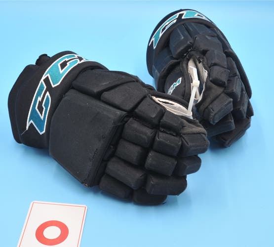 San Jose Sharks CCM Merkley Black Game Worn Pro Game-Used Gloves