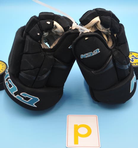 San Jose Sharks CCM Harris HG1Z Black Game Worn Pro Game-Used Gloves