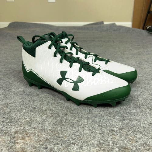 Under Armour Mens Football Cleat 13.5 White Green Lacrosse Nitro Select Mid S4