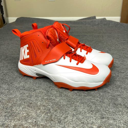 Nike Mens Football Cleat 17 White Orange Shoe Lacrosse Flywire Lineman High C2