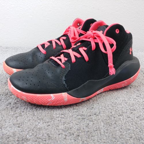 Under Armour Jet 21 Girls 7Y Basketball Shoes Black Pink Lace Up 3024794-005