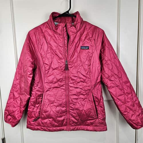 Patagonia Nano Puff Jacket Girls XL Pink Winter Full-Zip Insulated Hiking