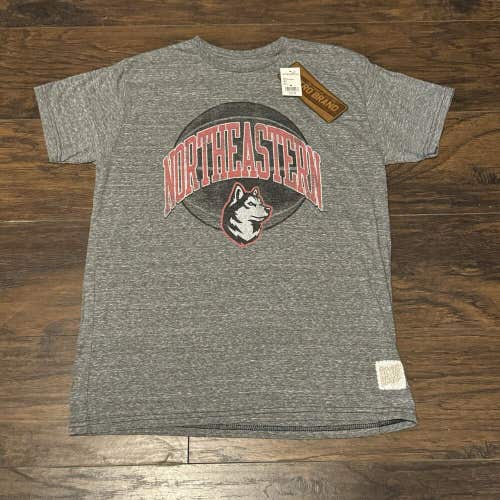 Northeastern Huskies Retro Brand NCAA Basketball Team Logo Tee Shirt Sz Medium