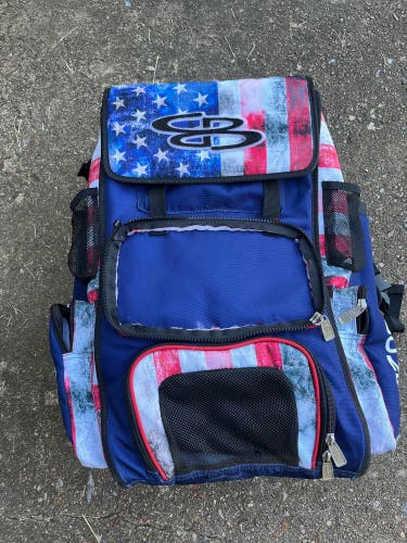 Red Used Boombah Bags & Batpacks Player Patriotic- Red White & Blue w/Stars Missing Front Pouch