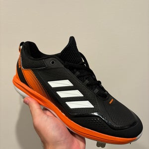 Adidas Icon 7 Black Orange Men's Size 10 Metal Baseball Cleats S23857 NWOB