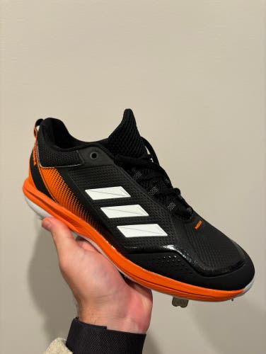 Adidas Icon 7 Black Orange Men's Size 10 Metal Baseball Cleats S23857 NWOB