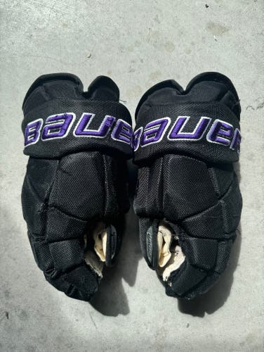 USHL Youngstown Phantoms Pro Stock Game Used Bauer 15" Vapor Pro Team Gloves Black / Purple