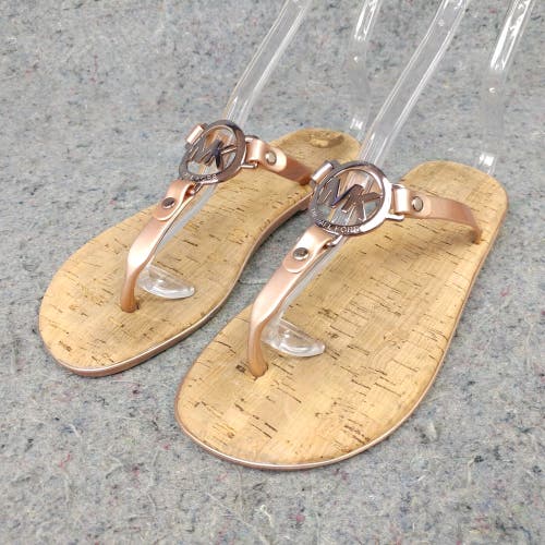 Michael Kors MK Mira Jelly Thong Womens 7 Jelly Sandals Rose Gold Pink Shoes PVC